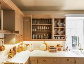 open shelving in kitchen design by kestrel kitchens